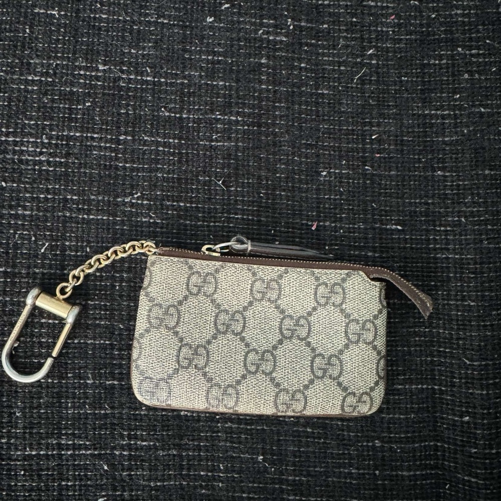 Gucci Beige and Brown Card Wallet Keychain